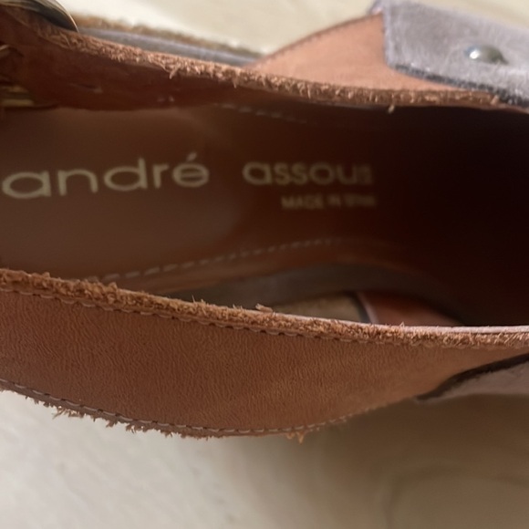 Andre Assous Brown Suede Slingback Wedge Shoes Size 9.5 - Picture 7 of 13